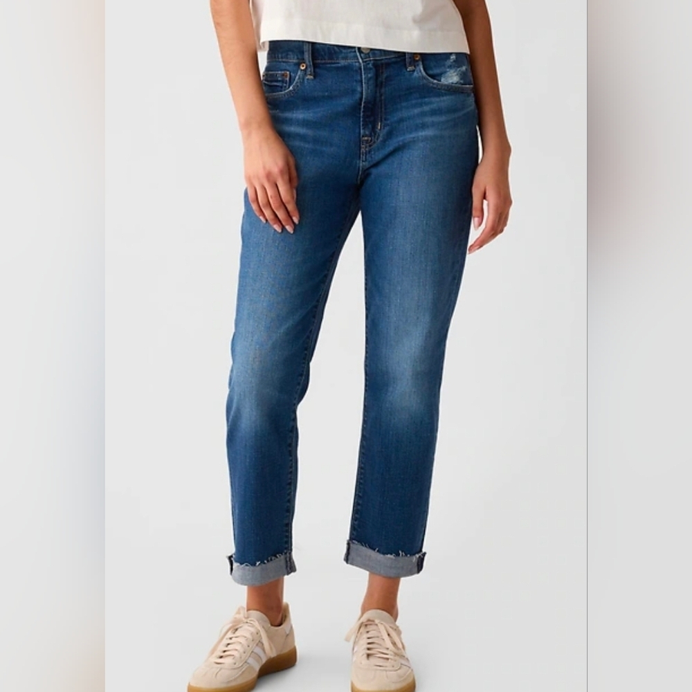 GAP Midrise Girlfriend Jeans, Medium Wash, Size 30 Long/10 Long